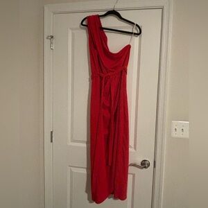 Faux Wrap One Shoulder Dress